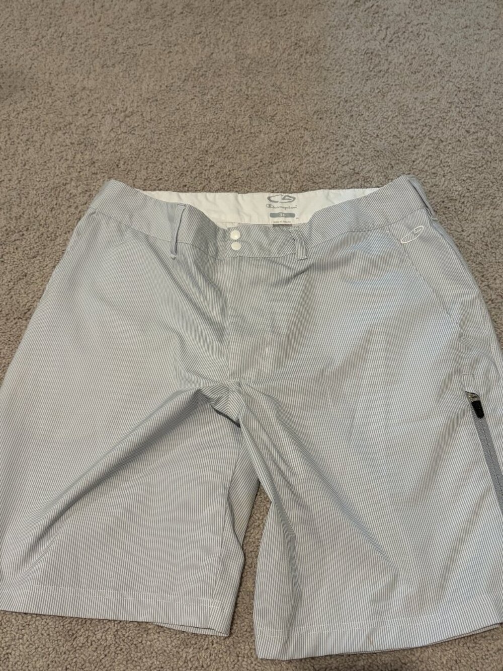 Champion White Grey Striped Shorts